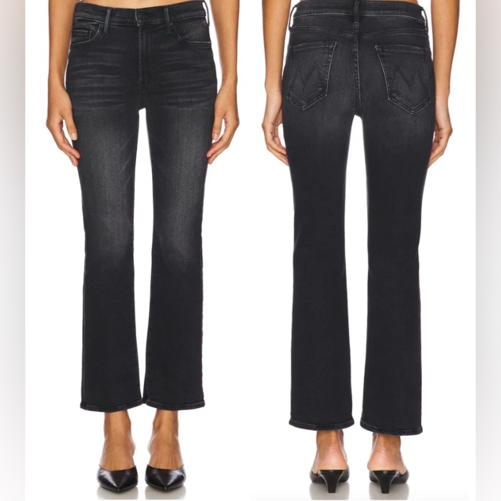 MOTHER Women's Black Washed Ankle Cropped Jeans